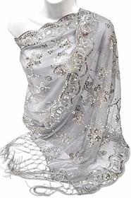 Silver Sequin Beaded Shawl/Scarf 186//280